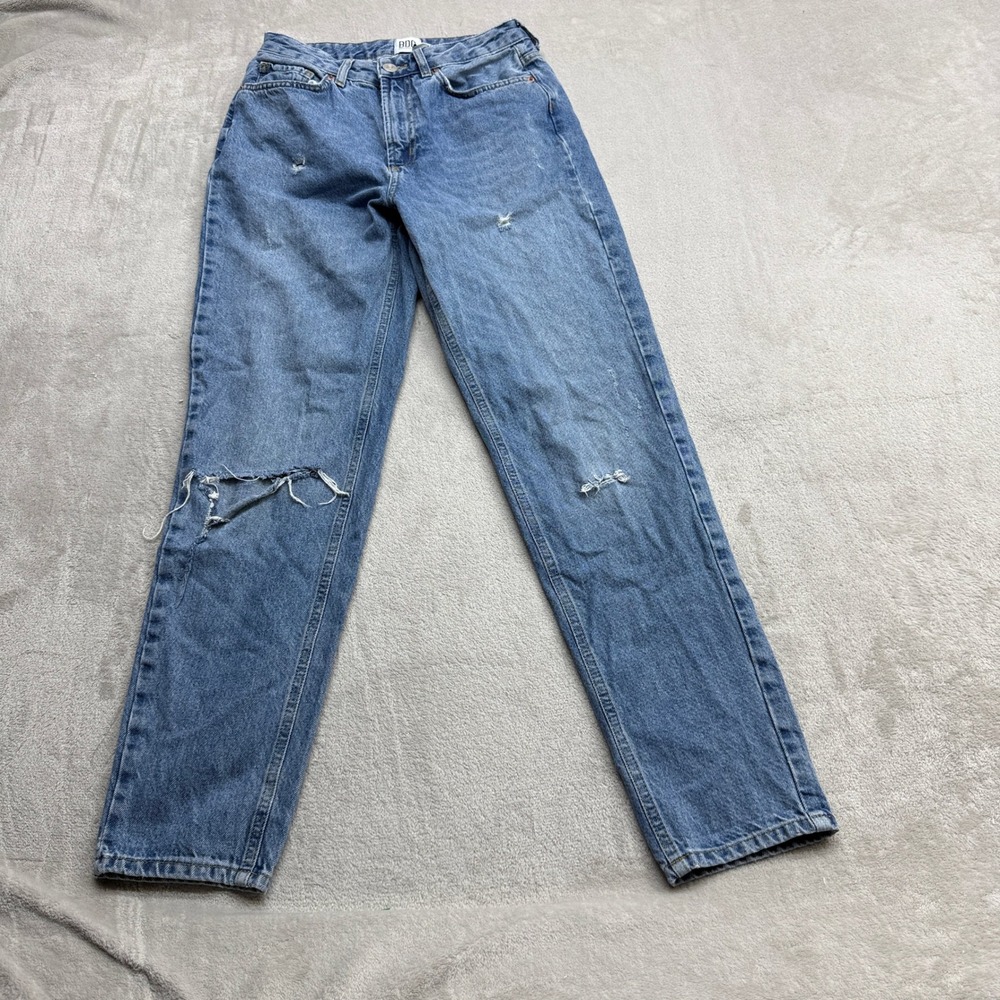 BDG Mom Jeans Womens 27 Blue Distressed High Rise Ripped Denim Urban Outfitters